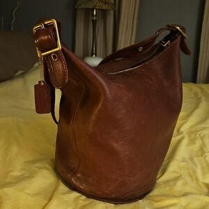 Coach Chestnut Brown Leather Hobo with Brass Hardware